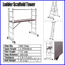 1.4-3.8M Aluminum Telescopic Ladder Heavy Duty Folding Extendable Step Ladder