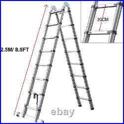 2 6M Heavy Duty Multi-Purpose Alu / Steel Telescopic Folding Ladder Extendable