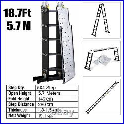 3.5M-5.7M Heavy Duty Combination Platform Folding Ladder Multi-Purpose Aluminium