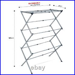 3 Tier Heavy Duty Folding Space Saving Telescopic Airer, Indoor Outdoor Clothes