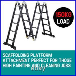 5.7M Heavy Duty Folding Ladder Aluminium Multi-Purpose Extendable with Platform