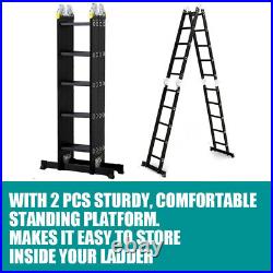 5.7M Heavy Duty Folding Ladder Aluminium Multi-Purpose Extendable with Platform