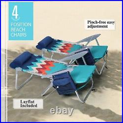 ALPHA CAMP 2 Pack Beach Chair Folding Reclining with 4Position for Beach Camping