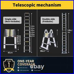 Aluminium Telescopic Folding Ladder Heavy Duty Multi-Purpose Extendable Ladders
