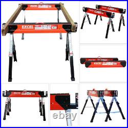 Excel 6288 Heavy Duty Steel Folding Sawhorse with Adjustable Legs Twin Pack 1178