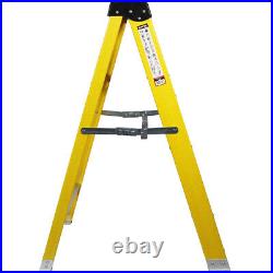 Excel Heavy Duty 4 Tread Fiberglass Ladder with 2 Step Folding Hop Up Ladder
