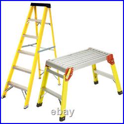 Excel Heavy Duty Fibreglass 6 Tread Step Ladder with Folding Hop Up