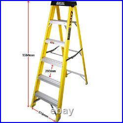 Excel Heavy Duty Fibreglass 6 Tread Step Ladder with Folding Hop Up