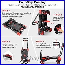 Folding Hand Truck Heavy Duty Carrying, Combination of Four Wheels and 330LB