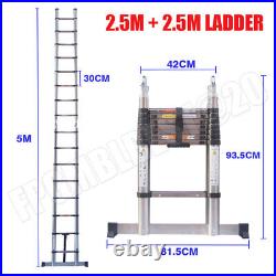 Folding Telescopic Extension Ladder Heavy Duty Multi Purpose Step Stainless stee