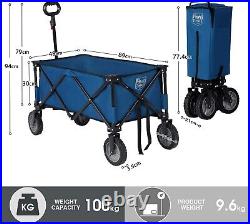 Folding Wagon Camping Cart Heavy Duty with Adjustable Handle 100KG Capacity
