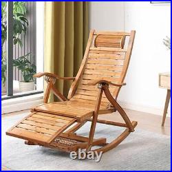 Heavy Duty Folding Rocking Chair Bamboo Living Room Indoor Outdoor Furniture