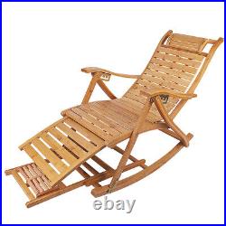 Heavy Duty Folding Rocking Chair Bamboo Living Room Indoor Outdoor Furniture