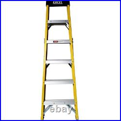NEW! Heavy Duty Electricians Fibreglass Step Ladder 6 Tread with Folding Hop up
