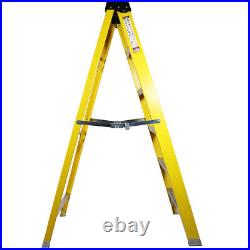 NEW! Heavy Duty Electricians Fibreglass Step Ladder 6 Tread with Folding Hop up